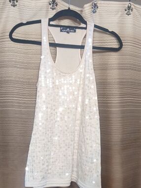 Almost Famous Cream Sequin Racerback Tank